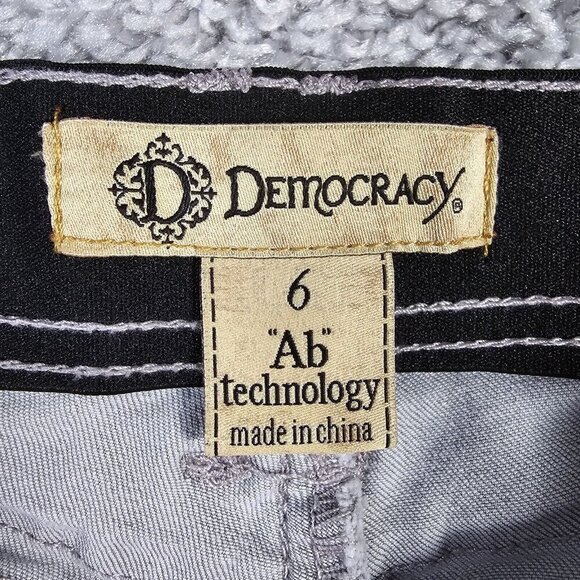 Democracy Women’s 6 Gray Ab Technology Skinny Jeans Stretch Raw Hem Embroidered - Picture 6 of 14